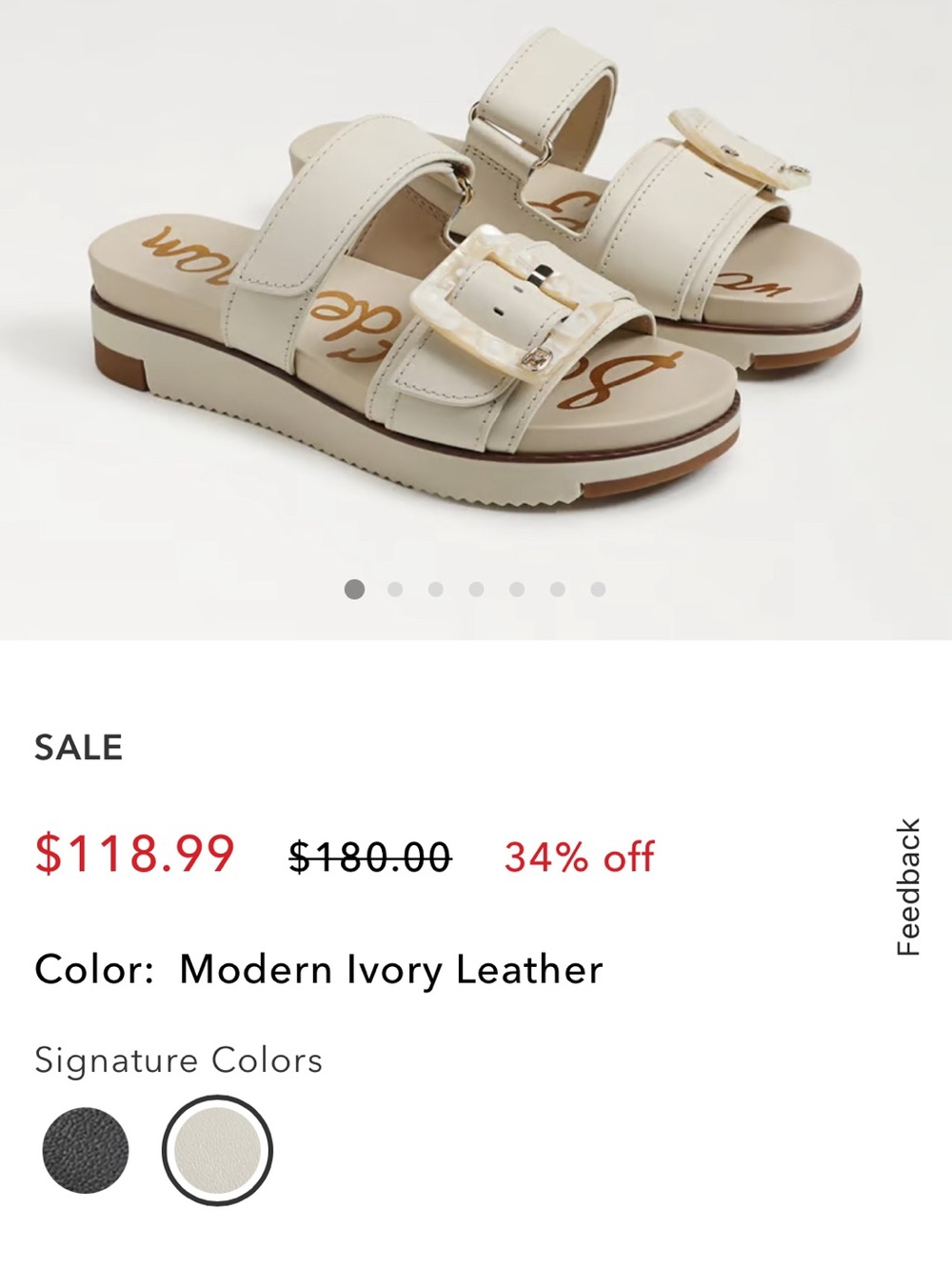Sam Edelman Adrianna Ivory Double Strap Slide Sandals Size 7 Summer Resort - Picture 2 of 16